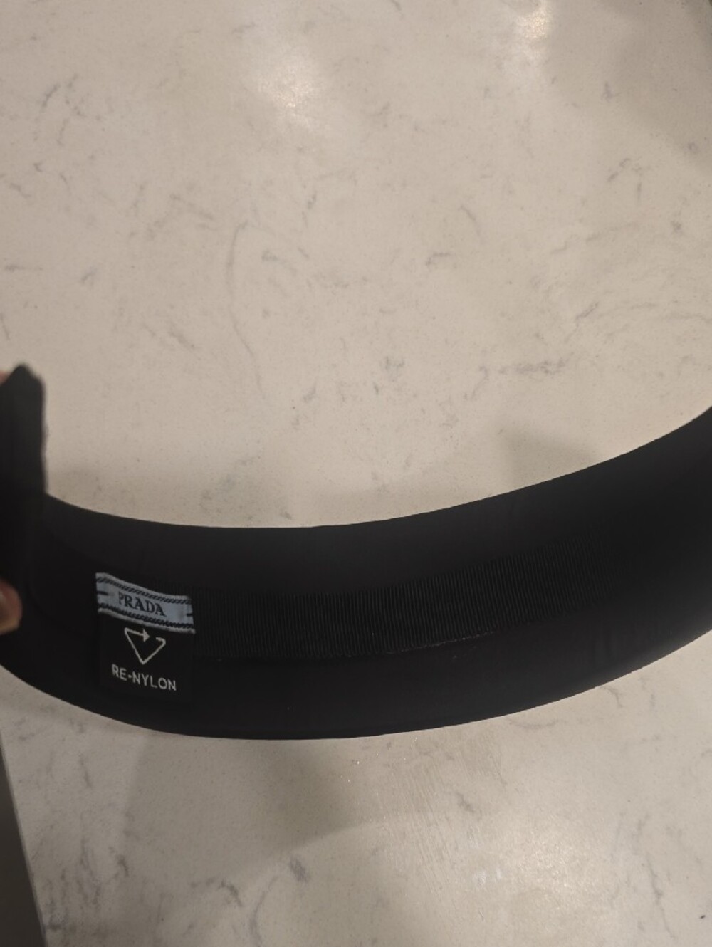 Prada Black Headband with Silver Triangular Logo - Picture 4 of 9